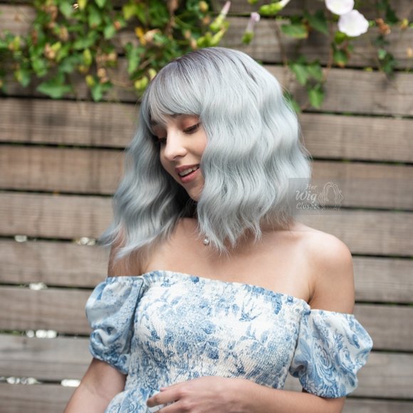 Dark Roots Silver Ombre Wavy Wig with Bangs | Mothers Day Gift | Ororo - Picture 1 of 9